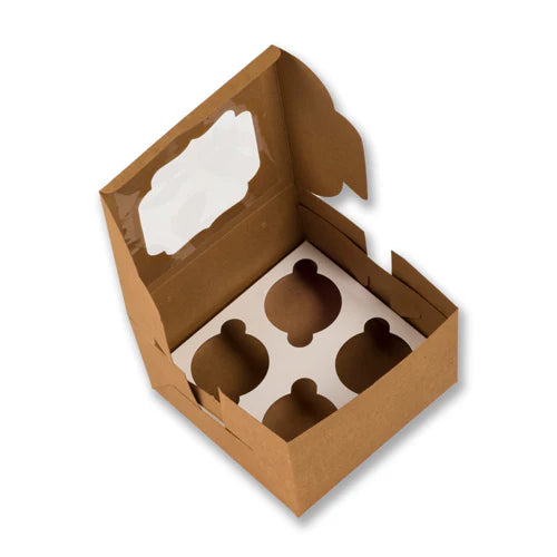 4 Piece Cupcake Window Box with Liner