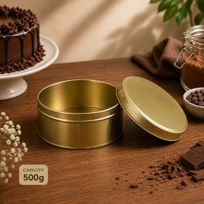 500ml Round Metal Torte Tin with Lid / Baking & Storage Tin
