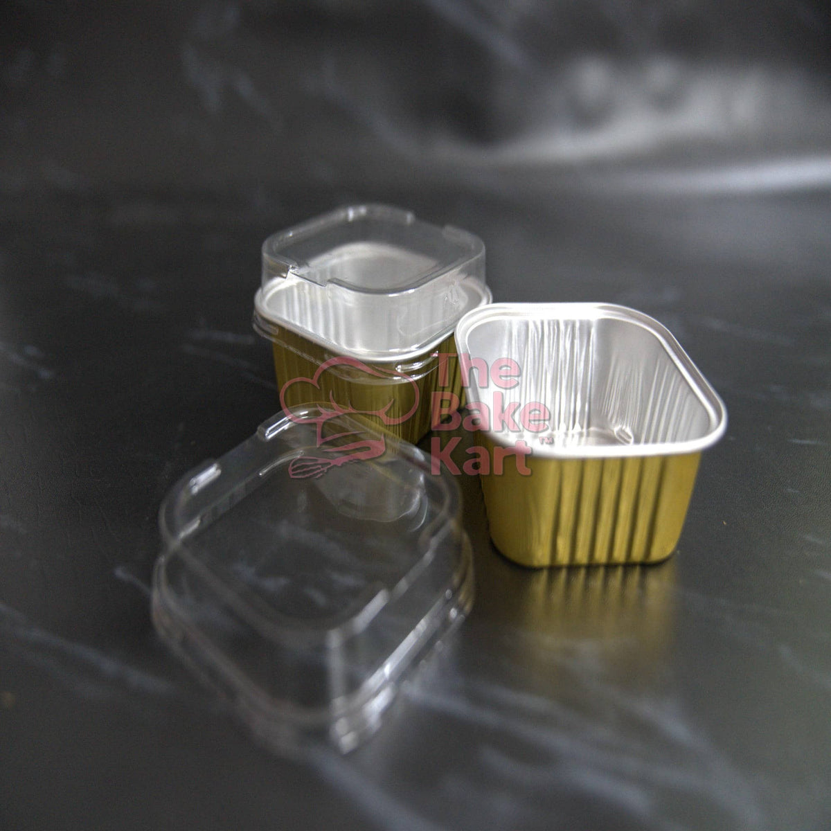 100g Gold Aluminium Square Bake & Serve Pan / Disposable Baking Mold
