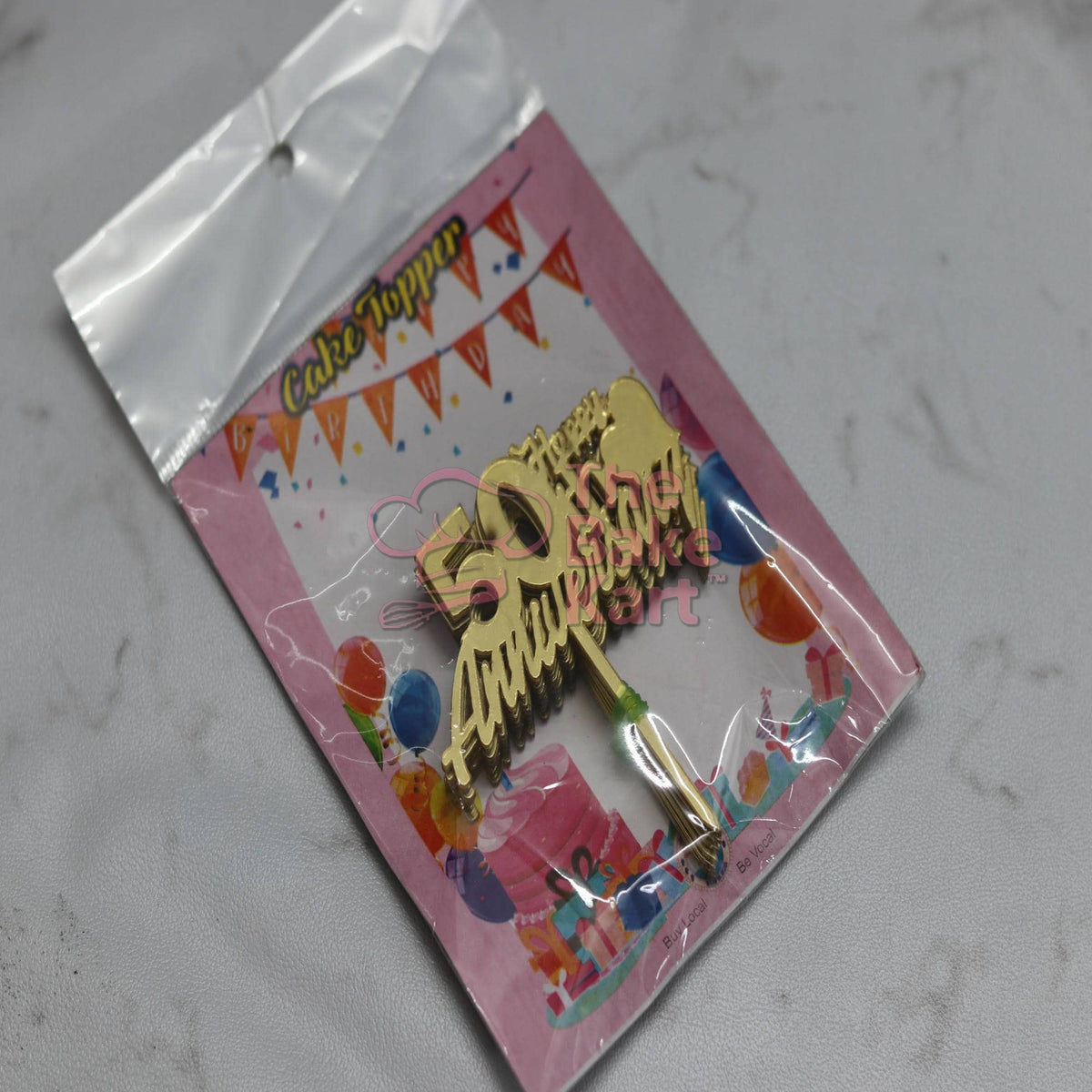 2.5 Inch 50th Anniversary Acrylic Cake Topper / Golden Jubilee Cake Decoration