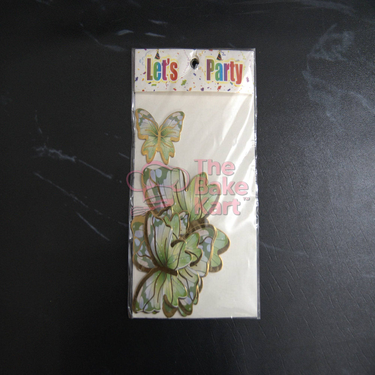 Non-Edible Butterfly Cake Toppers / Gold & Green (Pack)