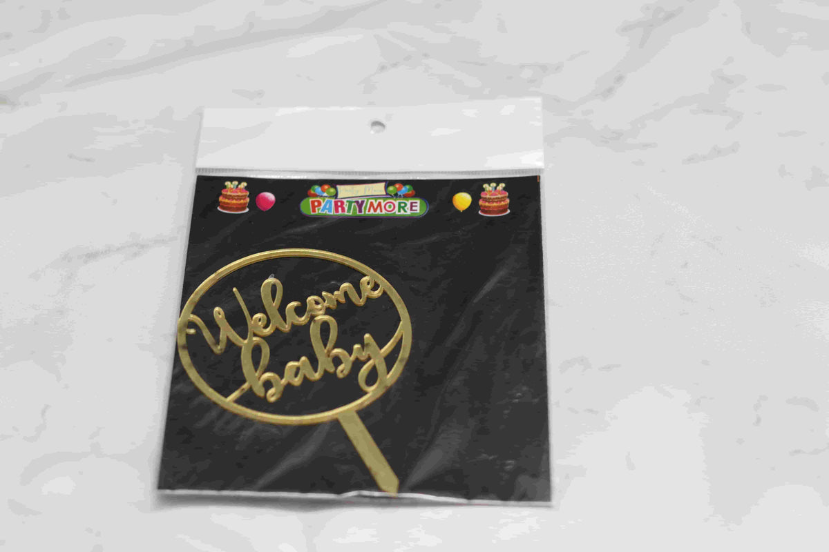 5 Inch Welcome Baby Acrylic Cake Topper / Baby Welcome Cake Decoration