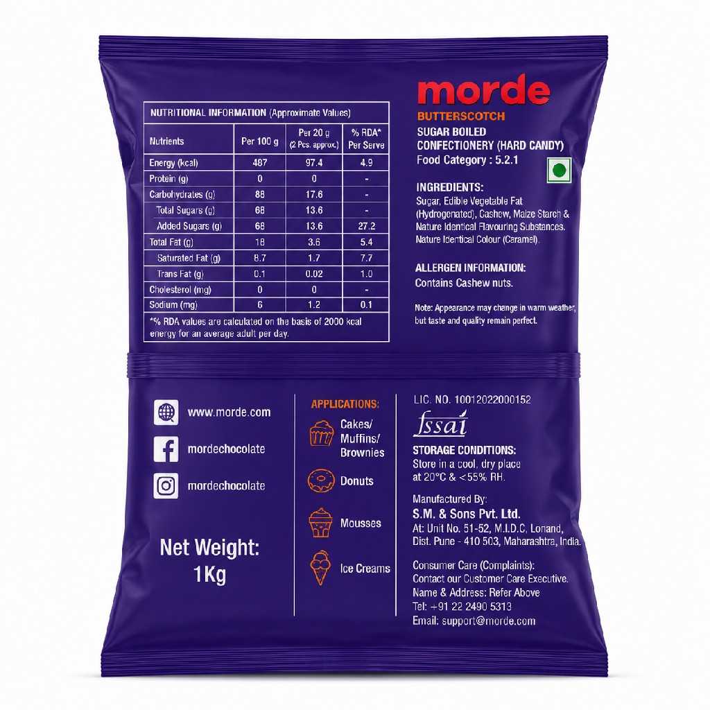 Morde Butterscotch Nuts 1kg for Desserts
